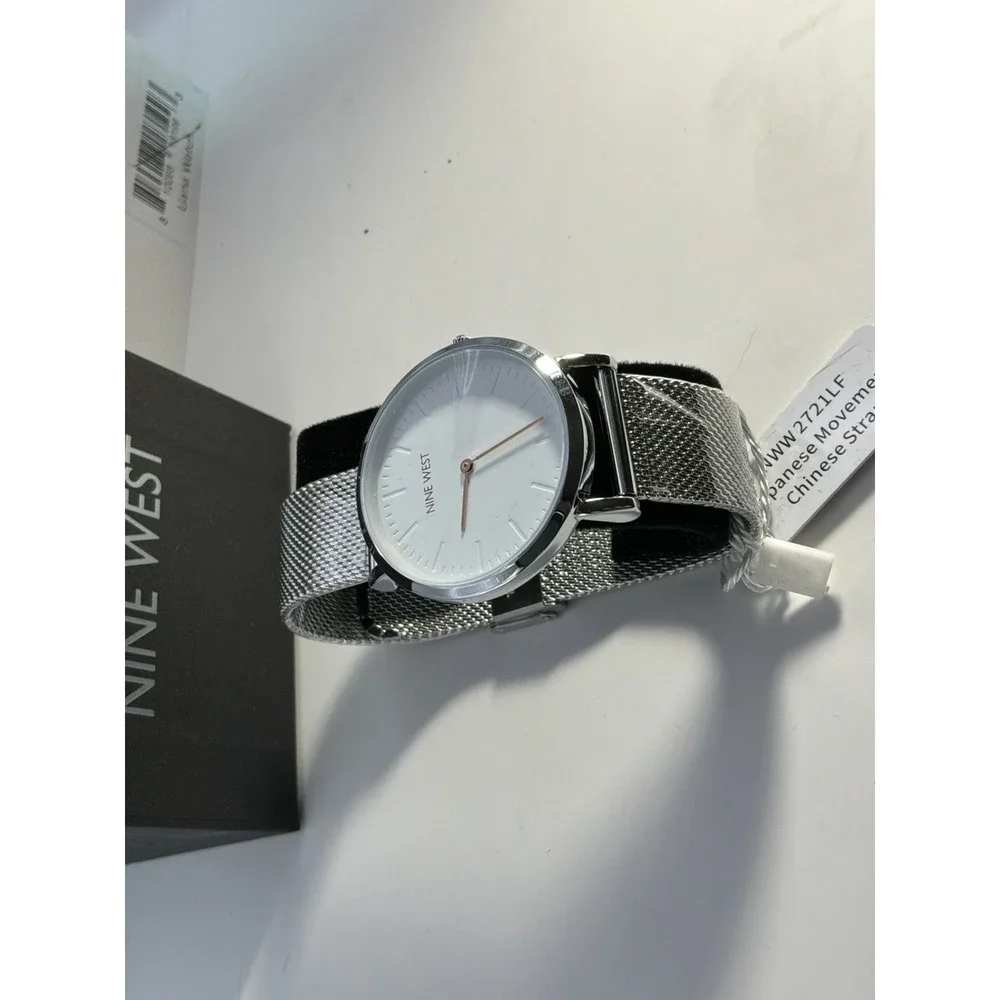 Nine West Women's Liana Watch Silver Tone Mesh Band New In Box‎